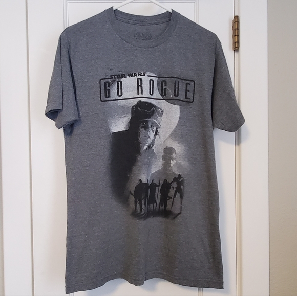 STAR WARS Rogue One "Go Rogue" gray t-shirt Medium Andor Jyn Erso K-2SO Rebels - Picture 1 of 4